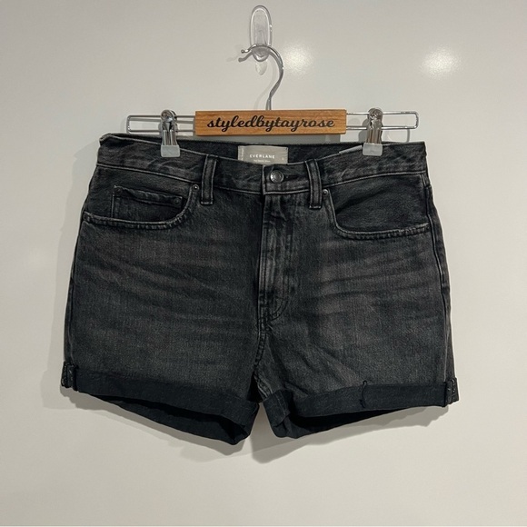 Everlane Womens The Denim Short Raw Hem Organic Cotton Washed Black - Picture 4 of 9